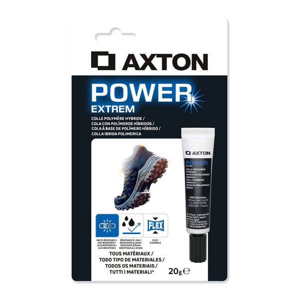 Colle d'assemblage polymere universelle axton power extrem tr tube 20g