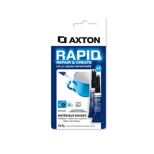 Colle de réparation AXTON Rapid Glue liquide tube 3g x2