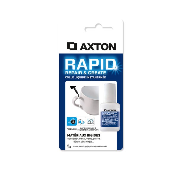 Colle de reparation axton rapid glue liquide avec pinceau flacon 5g