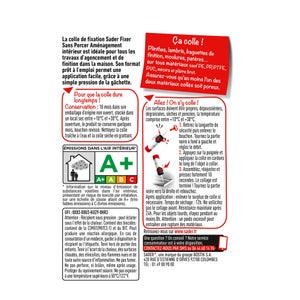 Colle de fixation SADER Fixer sans percer intérieur gâchette, 130G blanc