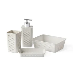 Lot de 4 accessoires à poser TATAY Bohol plastique blanc