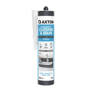 Mastic silicone cuisine/bain gris AXTON cartouche 280 ml