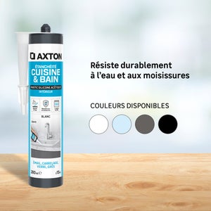 Mastic silicone cuisine/bain blanc AXTON cartouche 280 ml