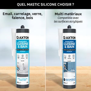 Mastic silicone cuisine/bain blanc AXTON cartouche 280 ml