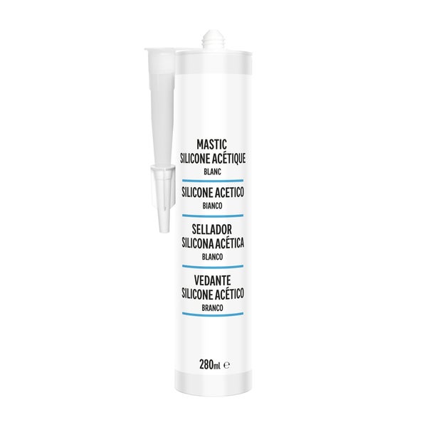 Mastic silicone cuisine/bain blanc 1er prix cartouche 280 ml