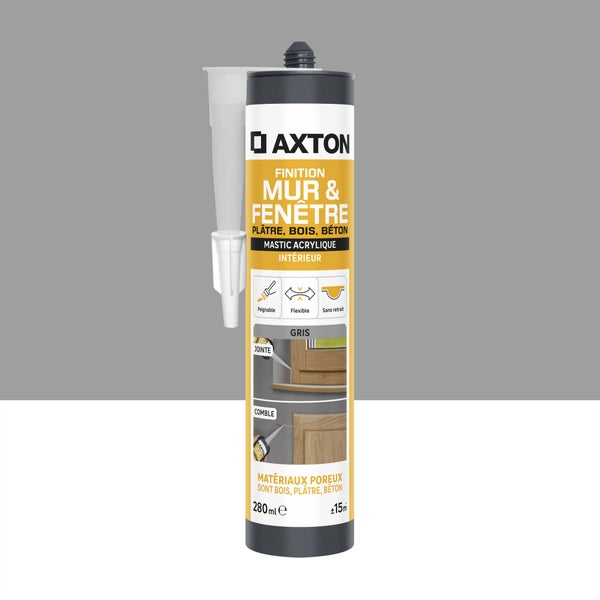 Mastic mur/fenetre acrylique platre/bois/beton AXTON gris cart 280ml