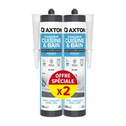 Lot de 2 mastics silicone cuisine/bain blanc AXTON cart 280 ml