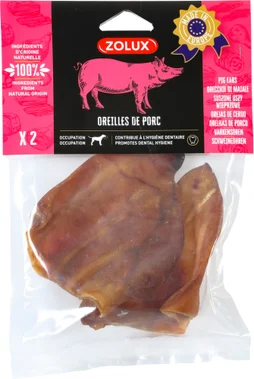 Lot de 2 friandises chien oreille porc sechée x2