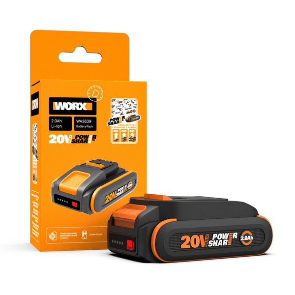 Batterie WORX, 20 V, 2 Ah Wa3639 lithium-ion