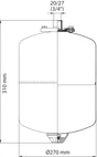 Vase expansion sanitaire 11 litres pour chauffe eau de 150l a 200l