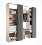 Kit dressing duo effet chêne avec rideau H.220 x l.163 à 220 x P.48 cm