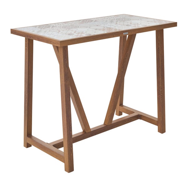 Table haute NATERIAL Gaia 4 places en aluminium effet bois et céramique