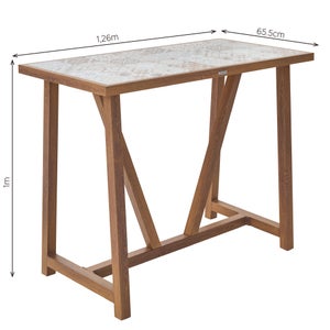 Table haute NATERIAL Gaia 4 places en aluminium effet bois et céramique