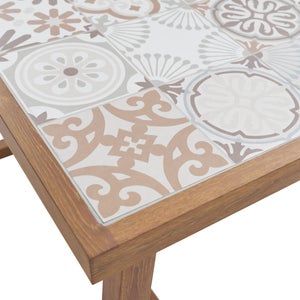 Table haute NATERIAL Gaia 4 places en aluminium effet bois et céramique