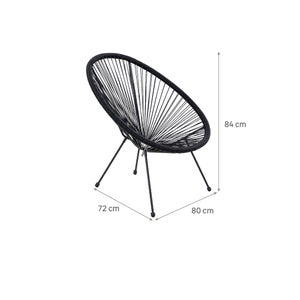 Fauteuil de jardin ACAPULCO en acier et résine gris anthracite