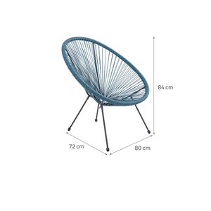 Fauteuil de jardin ACAPULCO en acier et résine bleu