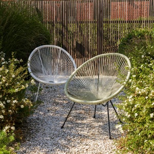 Fauteuil de jardin ACAPULCO en acier et résine blanc