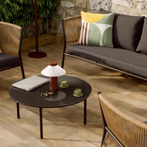Salon bas Fuji en acier et résine gris anthracite