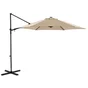 Parasol déporté Polar II gris rond, L.290 x l.290 cm