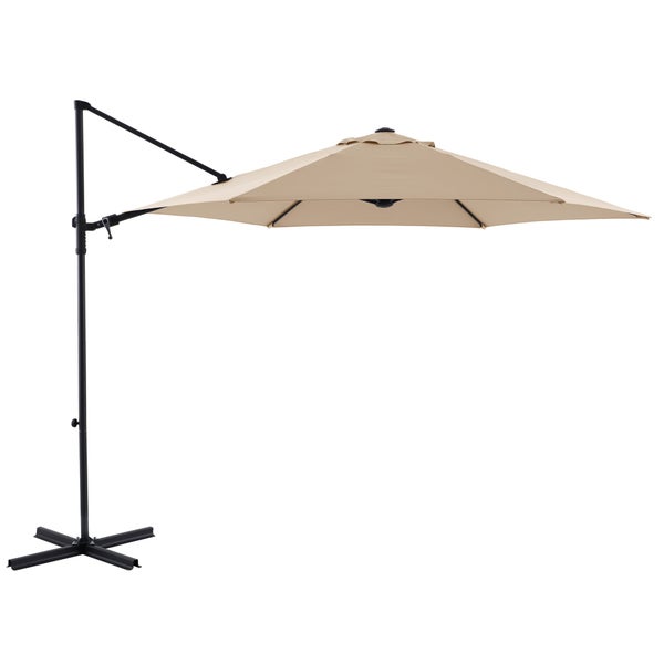 Parasol déporté Polar II gris rond, L.290 x l.290 cm