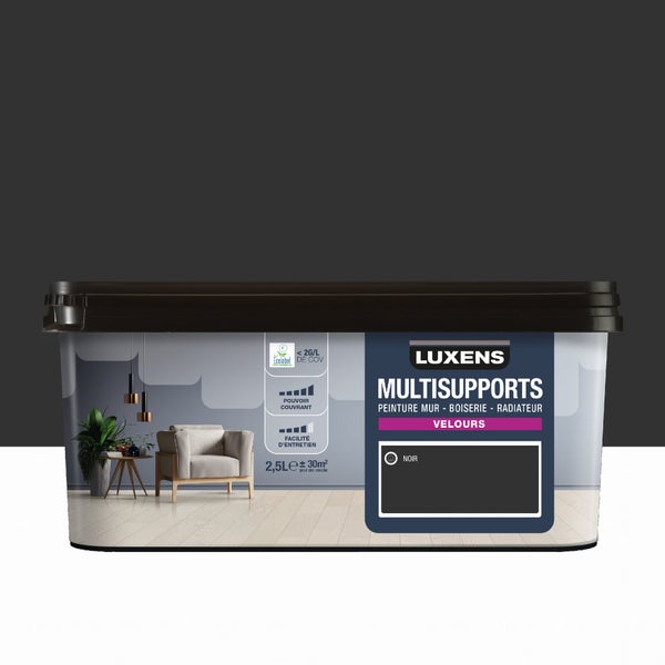 Peinture mur, boiserie, radiateur noir velours LUXENS 2.5l