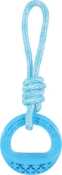 Jouet chien TPR samba rond corde 26 cm bleu