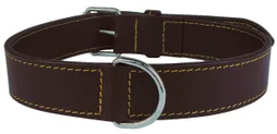 Collier chien cuir double 35 cm marron