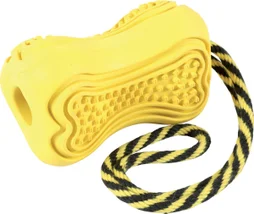 Jouet chien caoutchouc corde titan L jaune