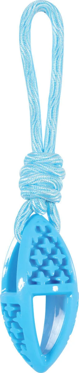 Jouet chien TPR samba oval corde 28 cm bleu