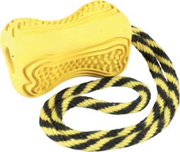 Jouet chien caoutchouc corde titan S jaune