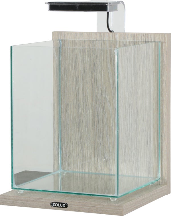 Aquarium verre/bois jalaya 2 led 10l filtre 20x20x25cm gris zebrano
