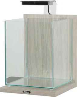 Aquarium verre/bois jalaya 2 led 10l filtre 20x20x25cm gris zebrano