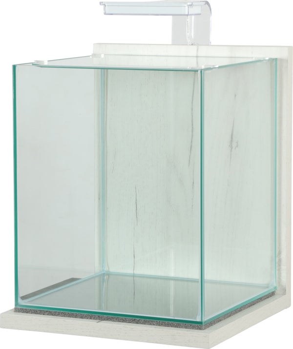 Aquarium verre/bois jalaya xl led filtre 25x25x30cm 18l7 ceruse blanc