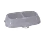 Ecuelle chat plastique antidérapante double 0,2l+0,2l n°13 gris pierre