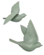 Lot de 2 décoration murale oiseaux sauge 12,5x15cm