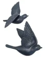 Lot de 2 décoration murale oiseaux bleu 12,5x15cm