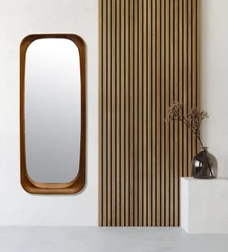 Miroir arrondi bois brun 50 x 122 cm