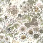 Papier peint intissé Petit bouquet beige, rose et vert