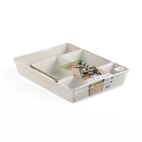 Lot de 4 organisateur en polypropylène blanc, Bohol
