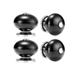 Lot de 4 boutons de meuble Gabi, porcelaine noir, Diam. 39mm
