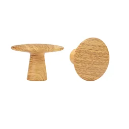 Lot de 2 boutons de meuble Billy, bois clair, Diam. 38 mm