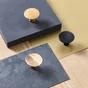 Lot de 2 boutons de meuble Billy, bois clair, Diam. 38 mm