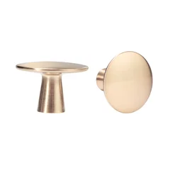 Lot de 2 boutons de meuble Billy, zamak doré brossé, Diam. 38 mm