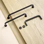 Lot de 4 poignées de meuble Sasha, zamak noir mat, Diam. 128 mm