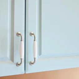 Lot de 2 poignées de meuble Charly, porcelaine blanc, Diam. 128 mm