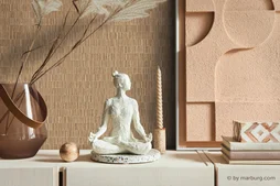 Papier peint intissé Paille rayure beige