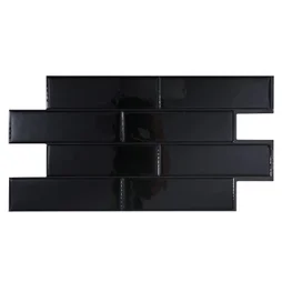 Lot de 2 crédences adhésives Smartiles Oslo, noir, 57.3 cm x 29.1 cm