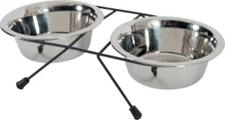Support ecuelle avec 2 Bol inox 350ml