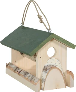 Mangeoire oiseaux du jardin bois 17mm hut xl 360x225x245mm vert Zolux