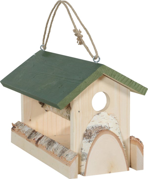Mangeoire oiseaux du jardin bois 17mm hut xl 360x225x245mm vert Zolux